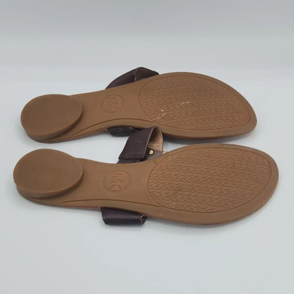 MICHAEL Michael Kors Hamilton Flat Slide Sandals - Walnut Java 9